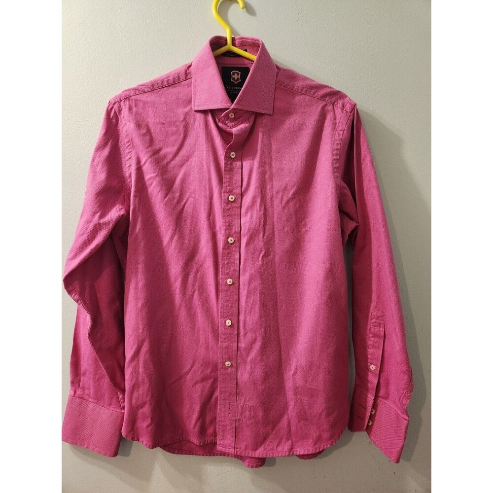 Victorinox Men Shirt Pink Long Sleeves Size Medium Pre-Owned